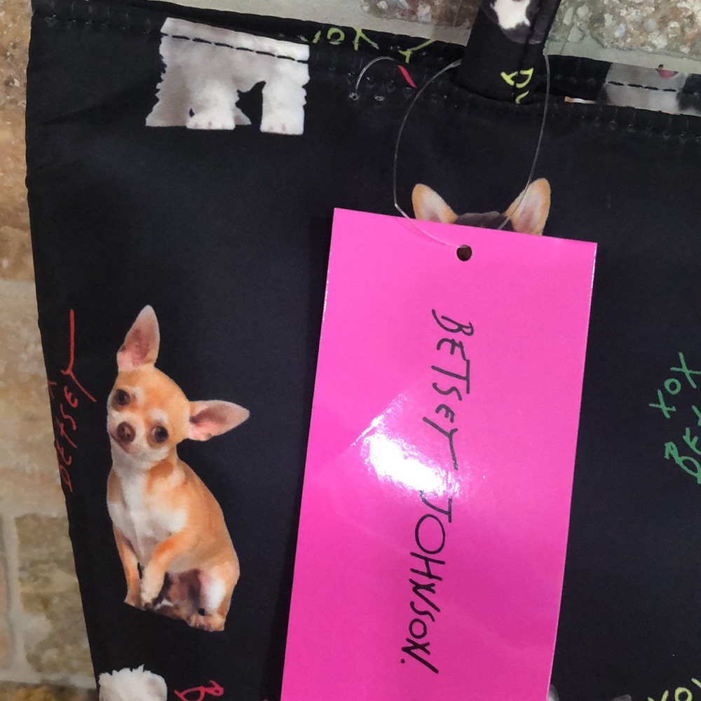 Betsey Johnson DOG LOVERS Satchel Lunch Tote Insulated Bag With Zipper - Picture 5 of 9